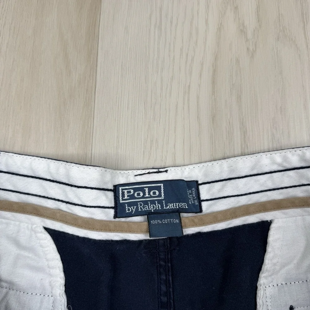 Vintage 90s Polo Ralph Lauren Cargo Shorts Mens Size 42 Navy Classic Chino Y2K